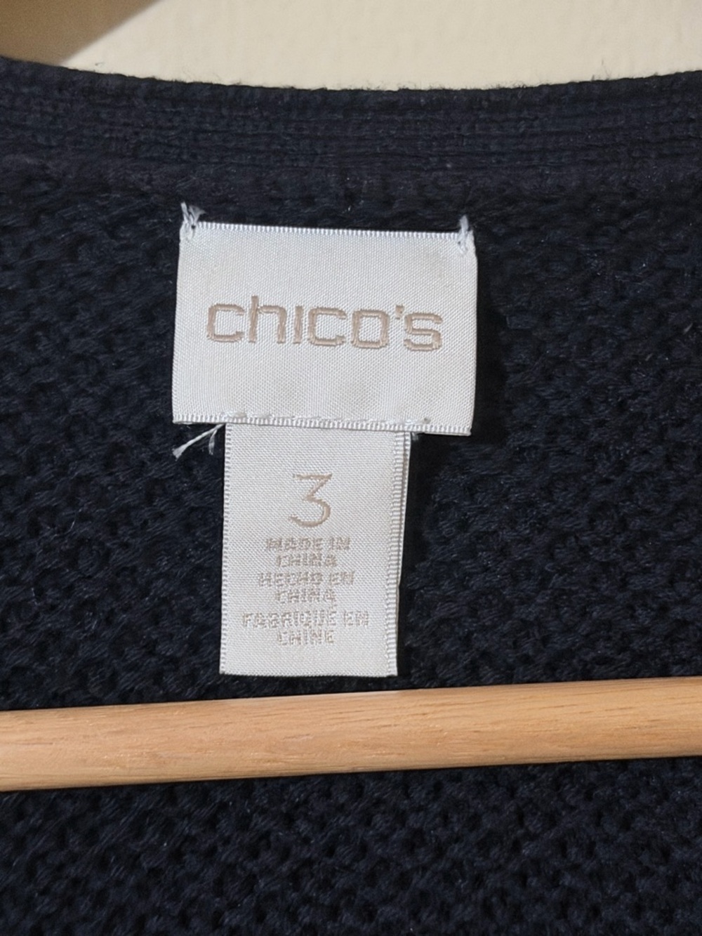 Chico's Black V-Neck Fringe Knit Sweater - Picture 3 of 10